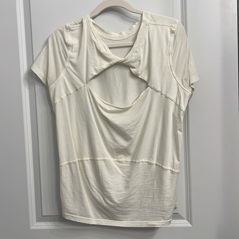 Cream Open Back Tee - image 1